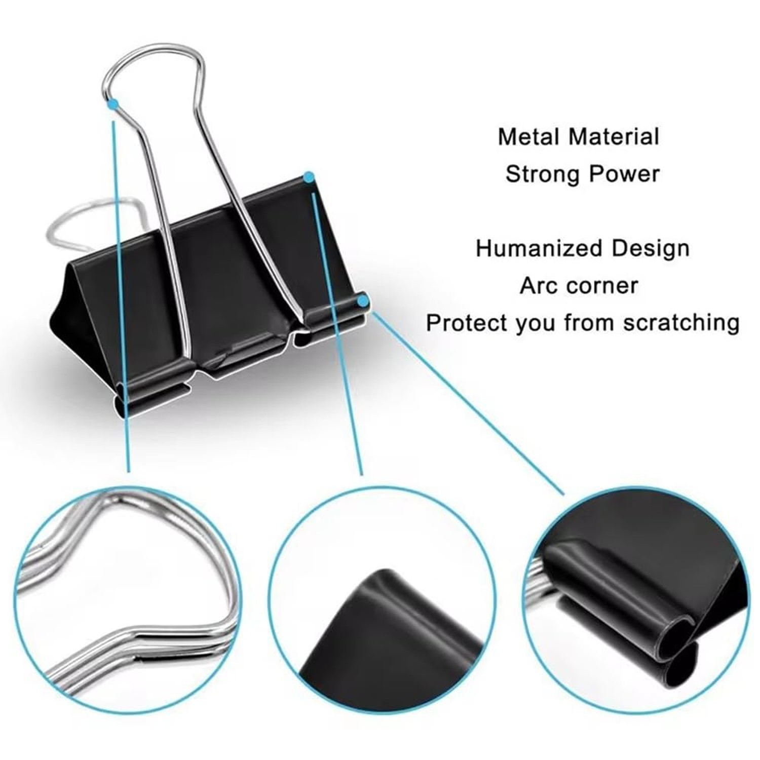 100 Pack Medium Binder Clips, Standard 32mm/1.25 in Binder, Durable Medium Bl…