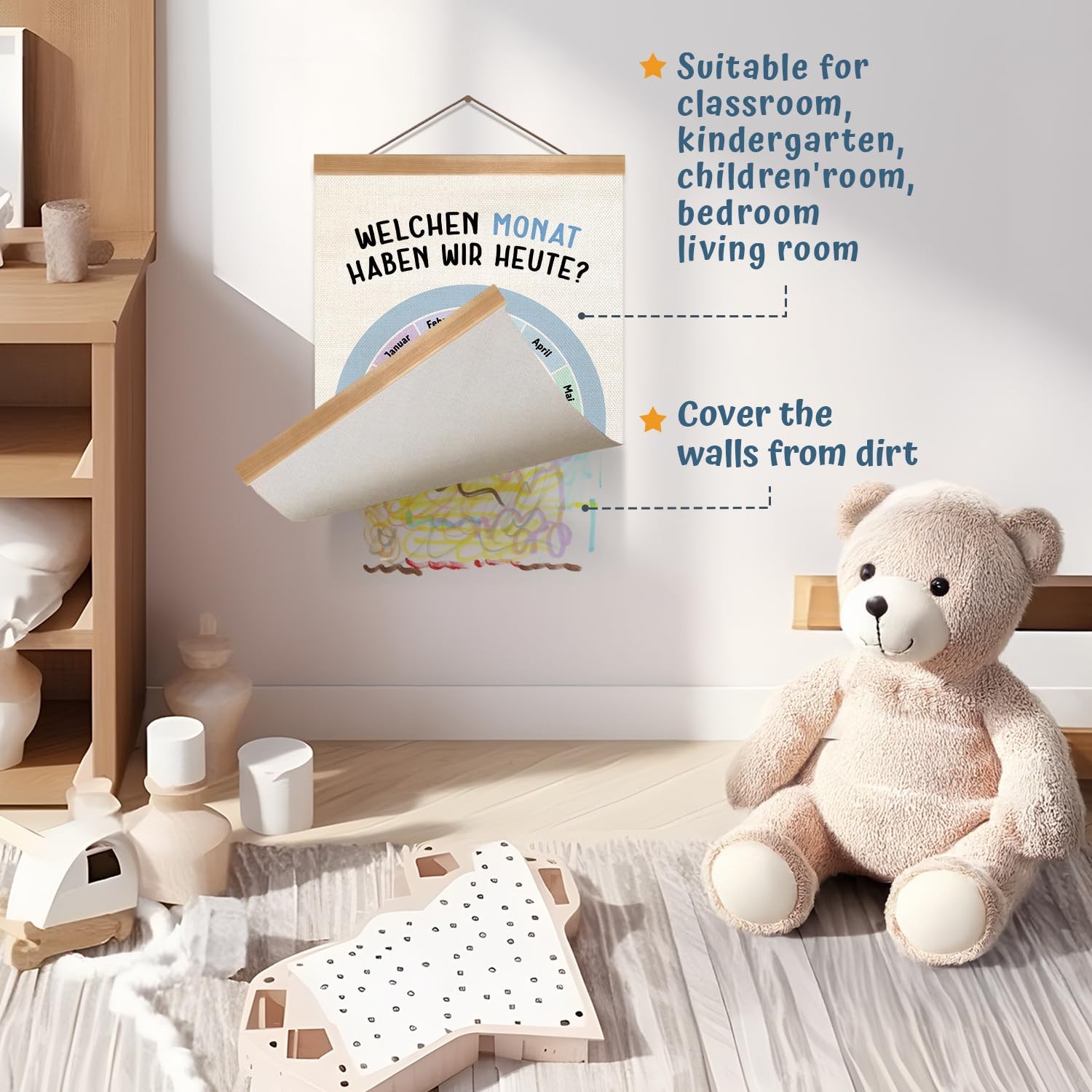 Welchen Monat Haben Wir Heute Calendar Wall Art Poster,Monthly Educational Ba…