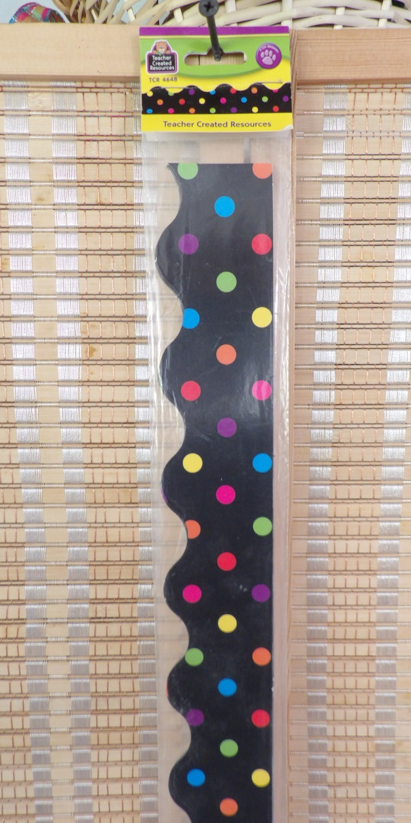 Teacher Created Resources Black/Multicolor Dots Scalloped Border Trim 2 1/4″x35′