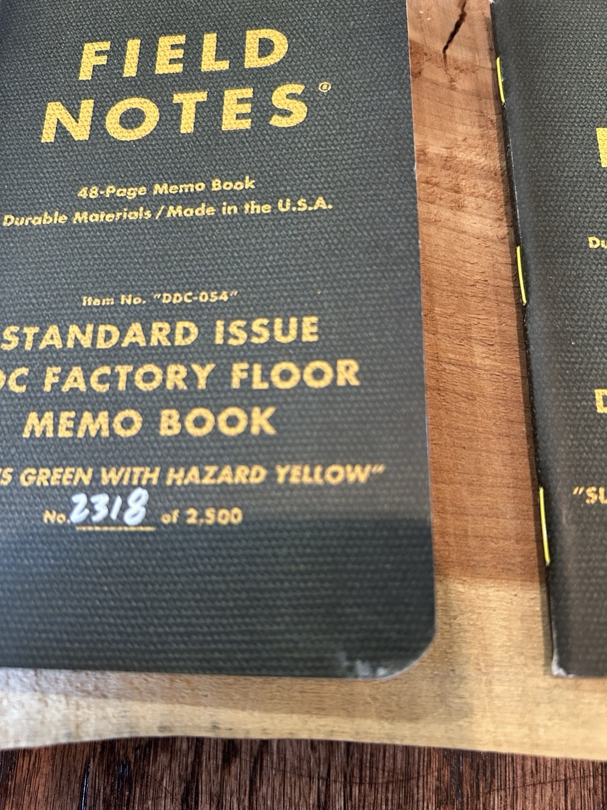 Field Notes DDC Factory Floor Memo Book Surplus Green with Hazard Yellow