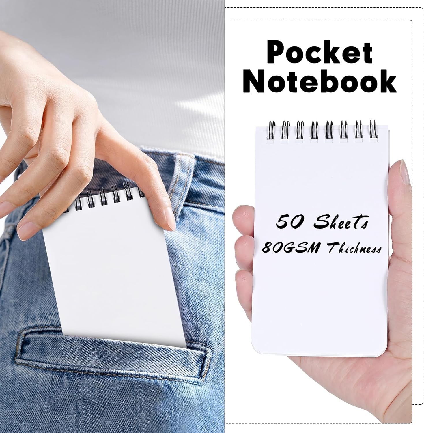 [8 Packs] 3×5 Blank Pocket Notebook 50 Sheets Small Sprial Notebooks for Grocery