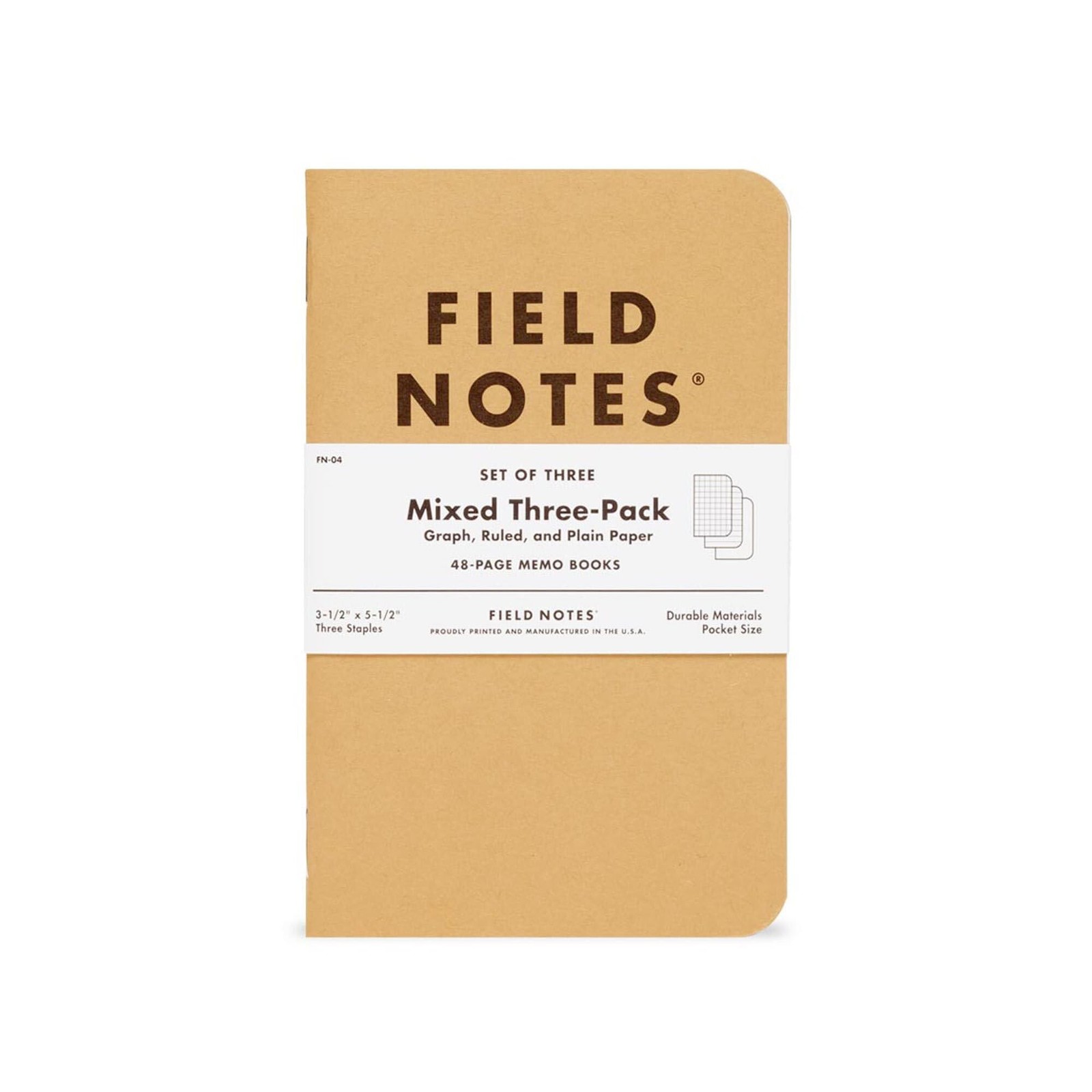 Field Notes: Original Kraft 3-Pack – Mixed Paper (1 Graph/Grid, 1 Ruled/Lined…