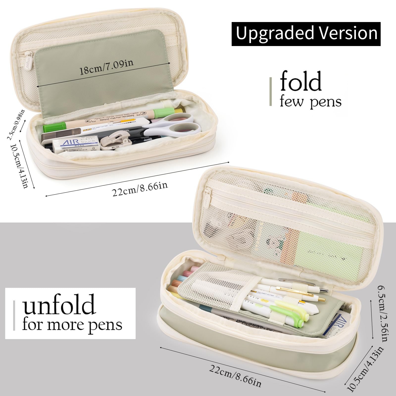 EASTHILL Big Capacity Pencil Case Large 8.66 x 4.13 x 2.56 inches, Green