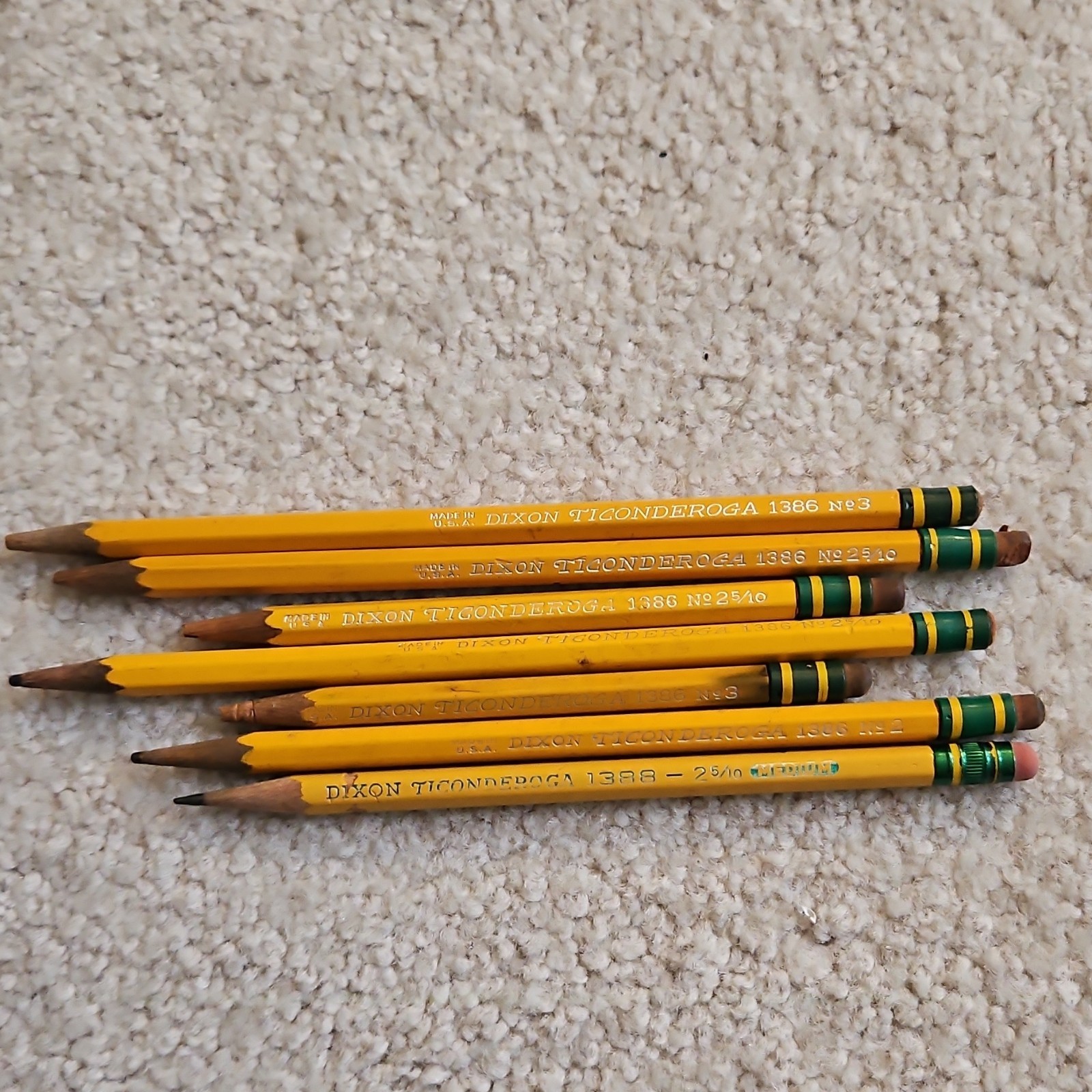 Lot of 7 Dixon Ticonderoga Yellow Pencils Assorted Numbers