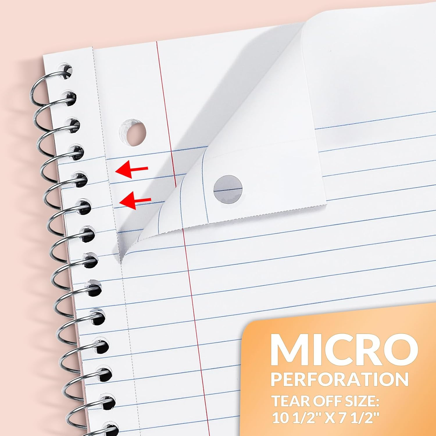 Spiral Notebooks, 1-Subject, 5 Pack, College Ruled Paper, 8″ X 10-1/2″, 70 Sheet