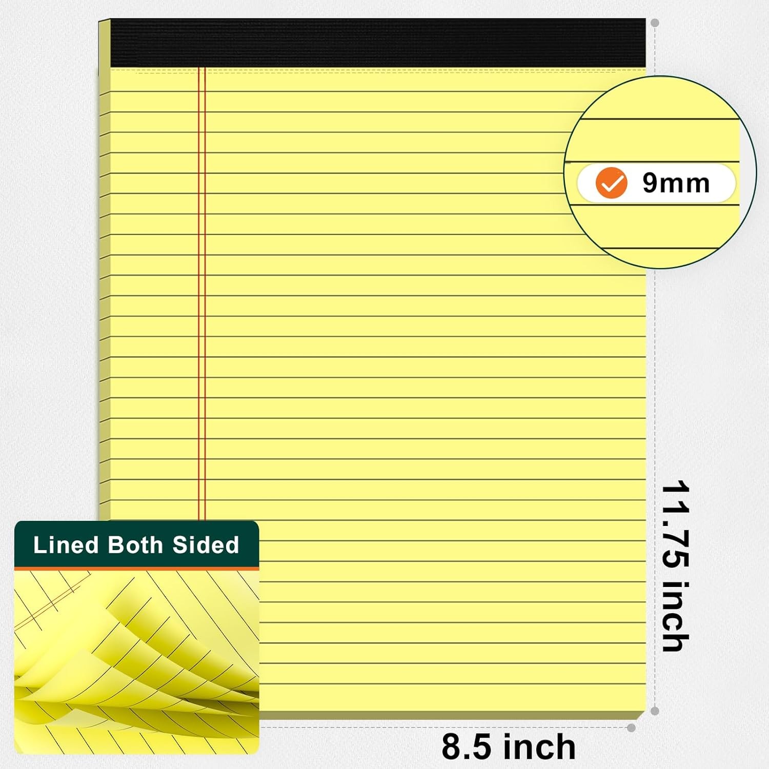 Pads 8.5 x 11 Yellow Writing Pads Wide Ruled Note Pads 8.5 x 11 Lined Double