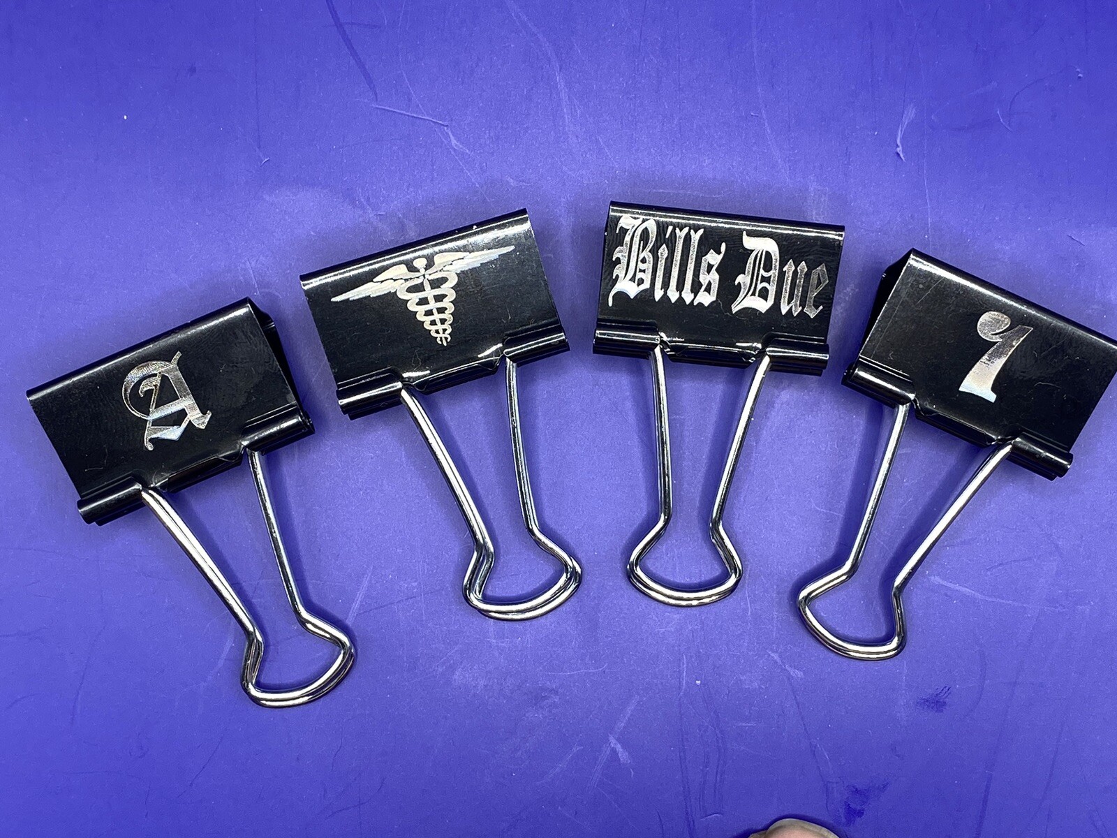 Teacher’s Aides Binder Clips Engraved Any Text Numbered Letter Or Logo 12pk