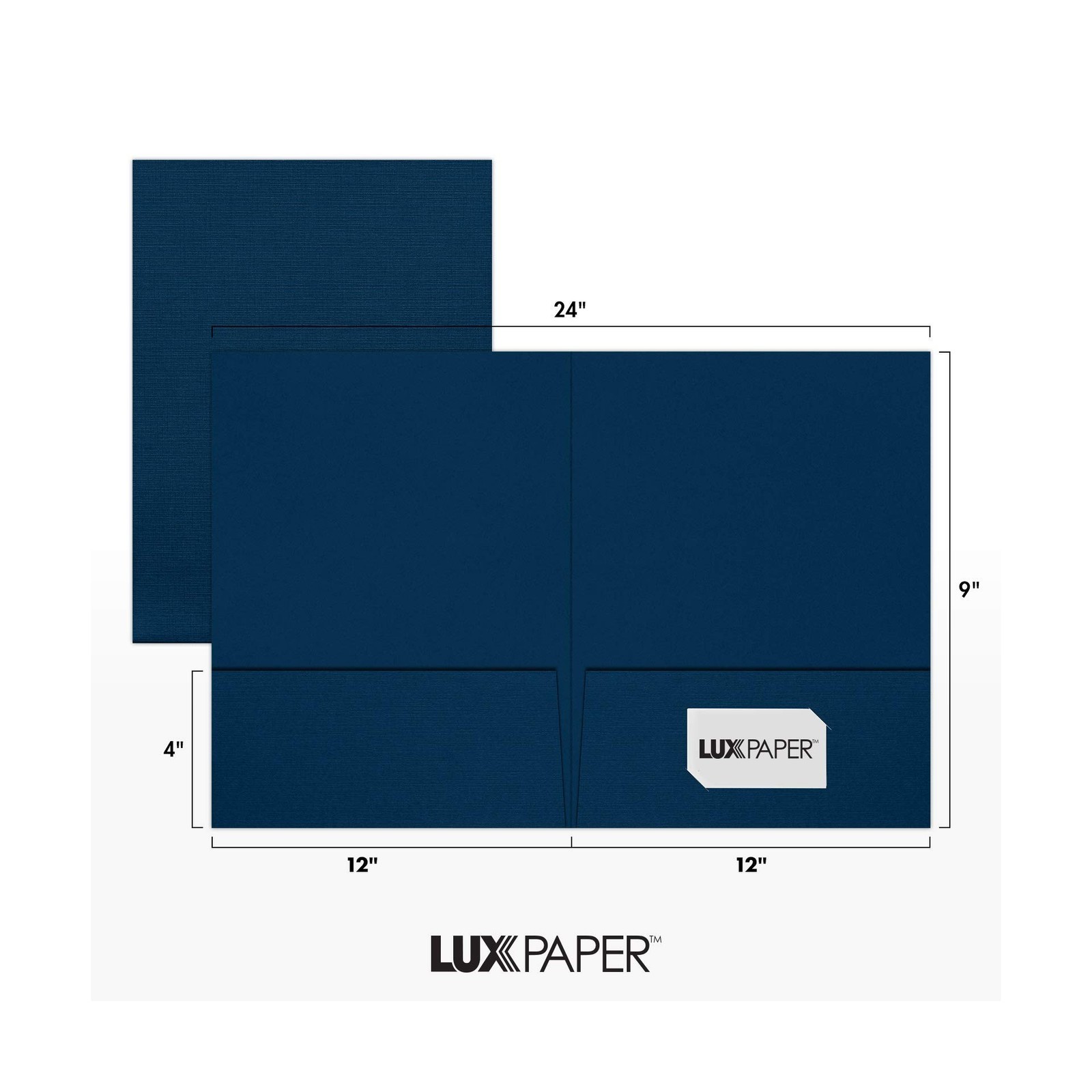LUXPaper 9″ x 12″ Presentation Folders | Two Pocket | Nautical Blue Linen | 1…