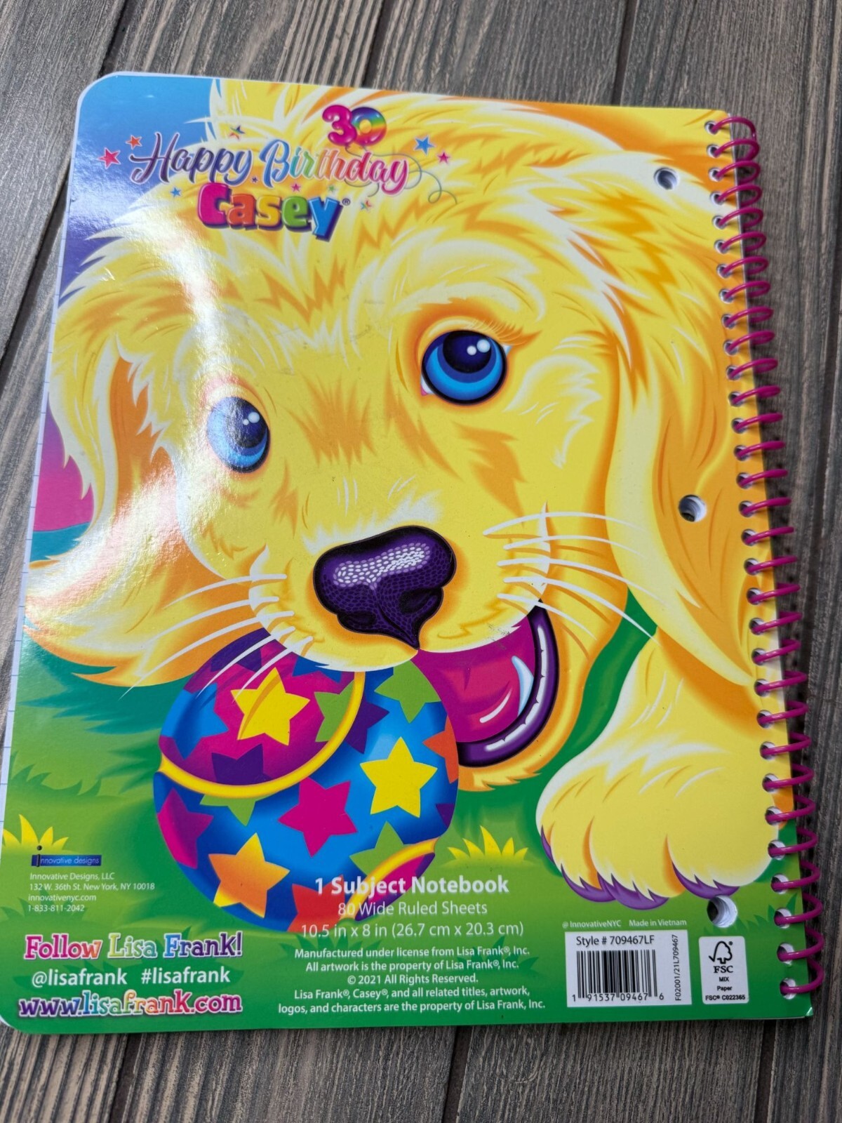 Lisa Frank 2021 Puppy Spiral Notebook 1 Subject 80 Sheets 10.5×8 Inches Wide Rul