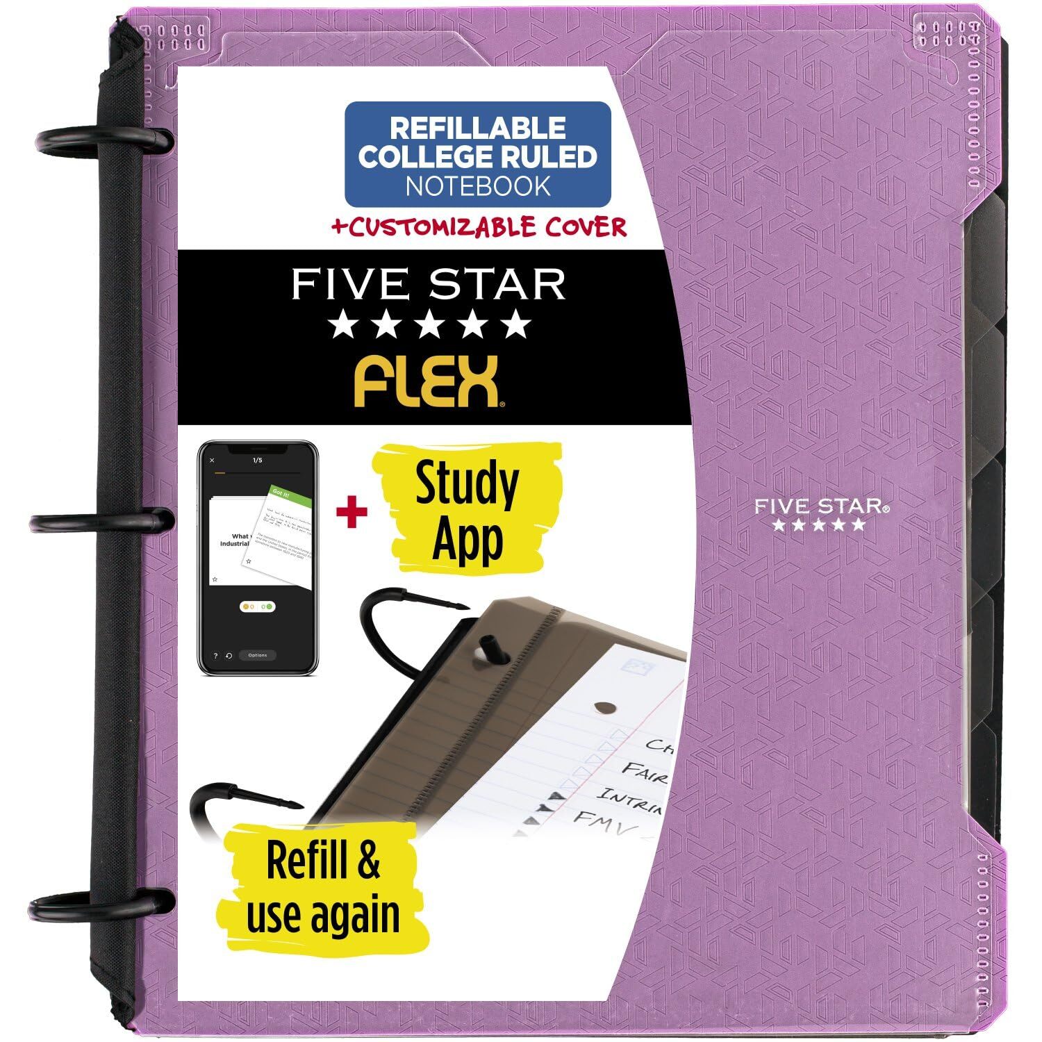 Five Star Flex 1 Hybrid NoteBinder Amethyst Purple Refillable Storage Binder