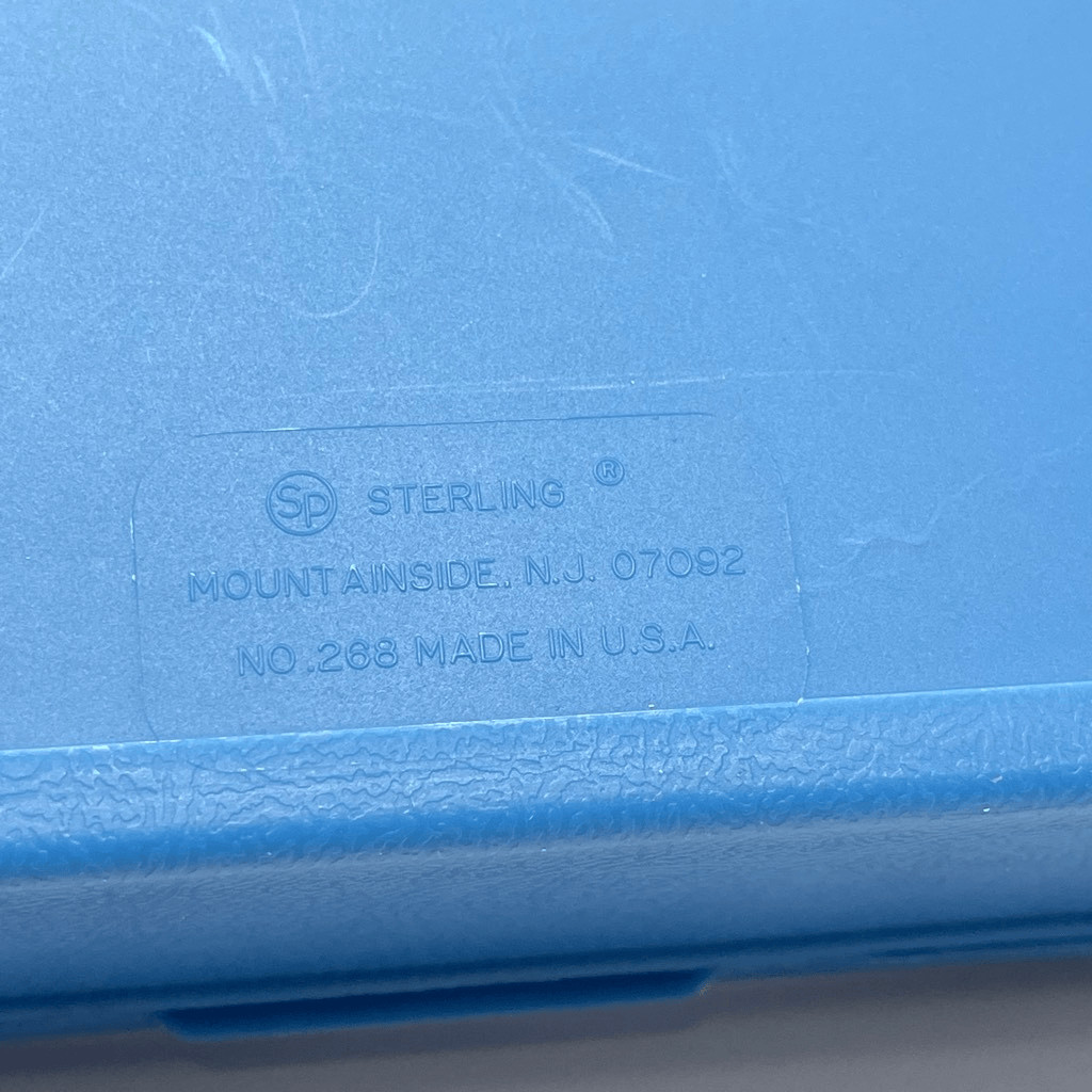Vintage Sterling Plastics #268 School Box Blue Supplies USA Made 1985