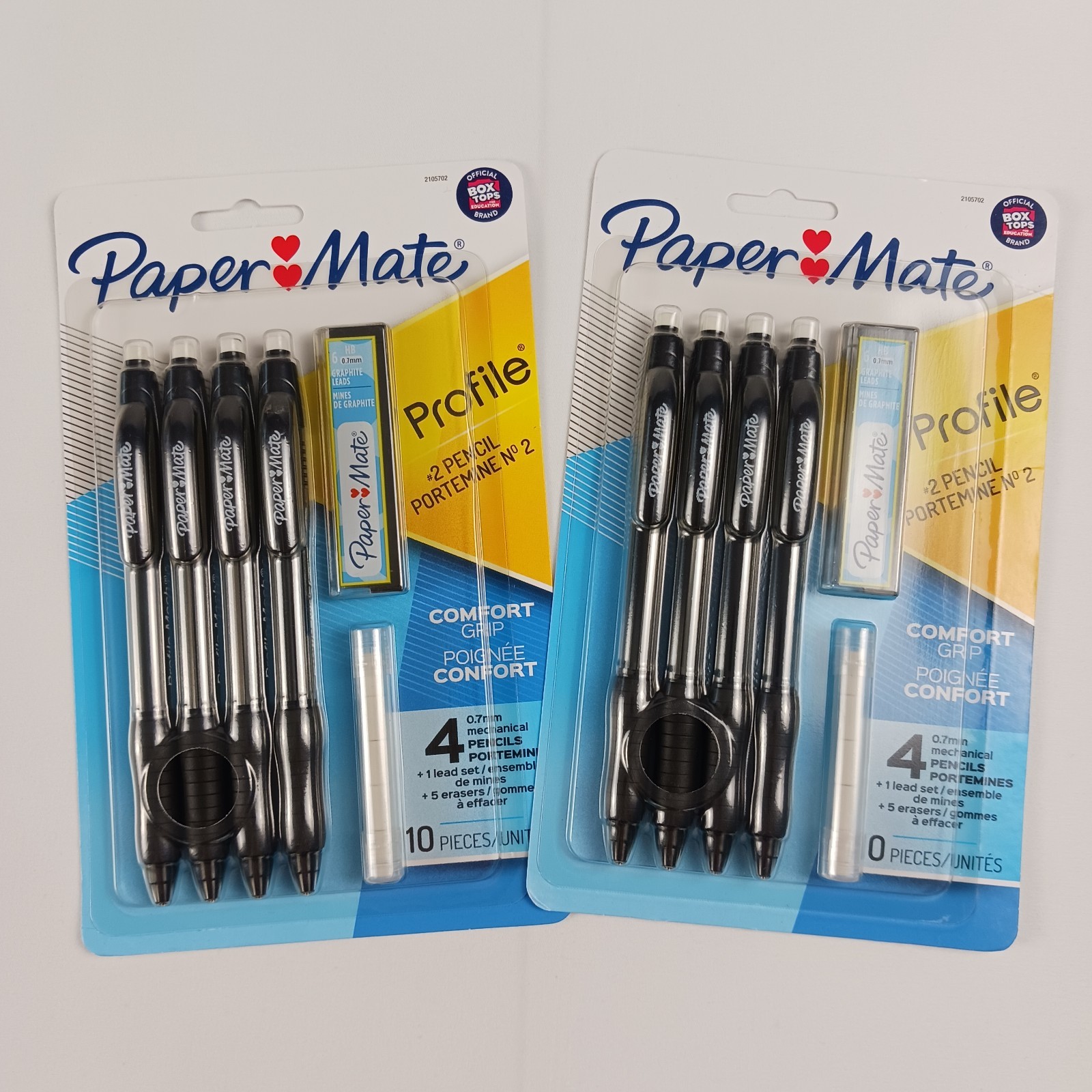 Paper Mate Profile #2 Mechanical Pencils Comfort Grip Refills 0.7mm Black 2 Sets