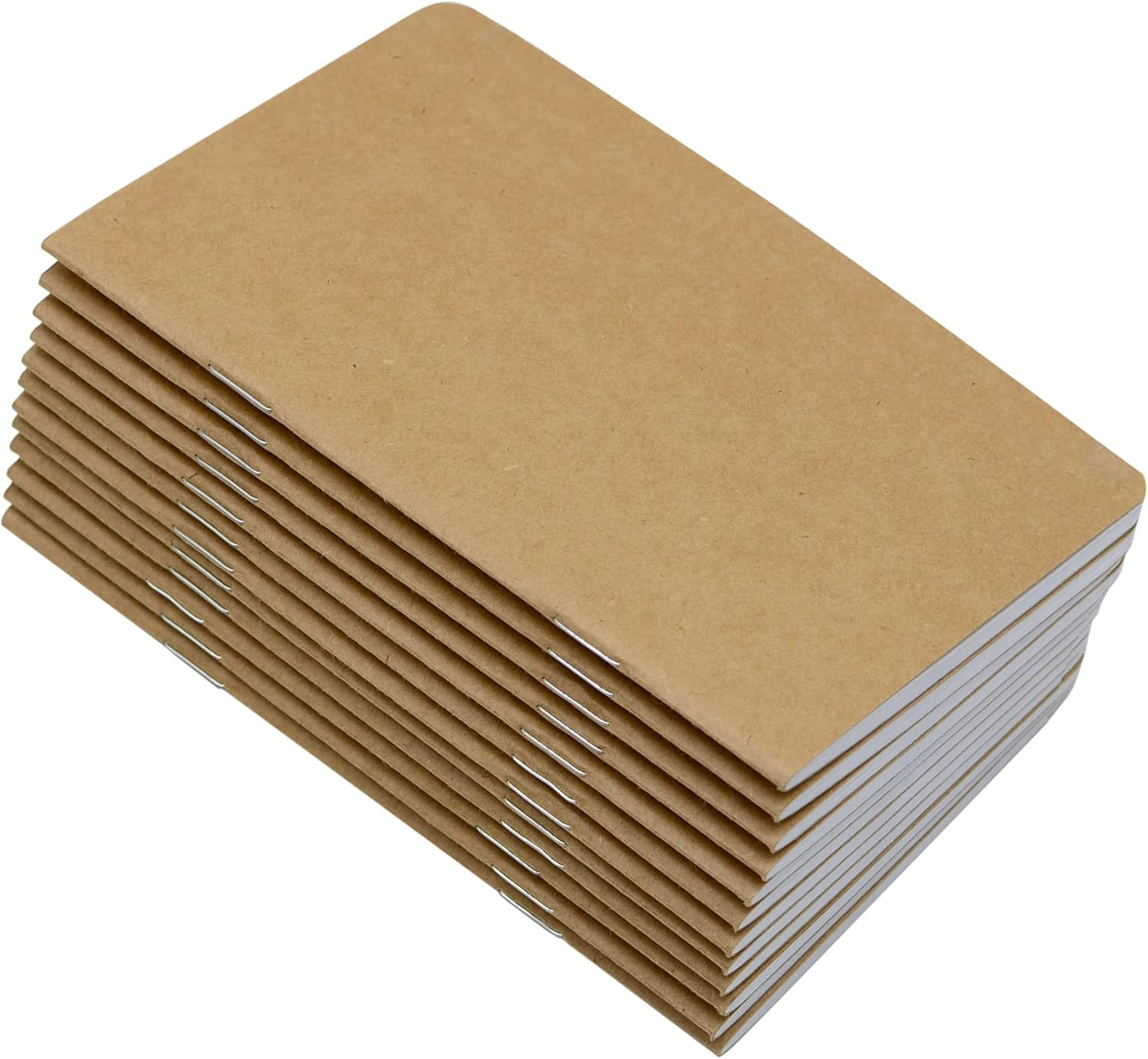 12 Pcs 5.5 Inch x 3.5 Inch Brown Cover Pocket Notebook 32 Sheets (64 Pages) Blan