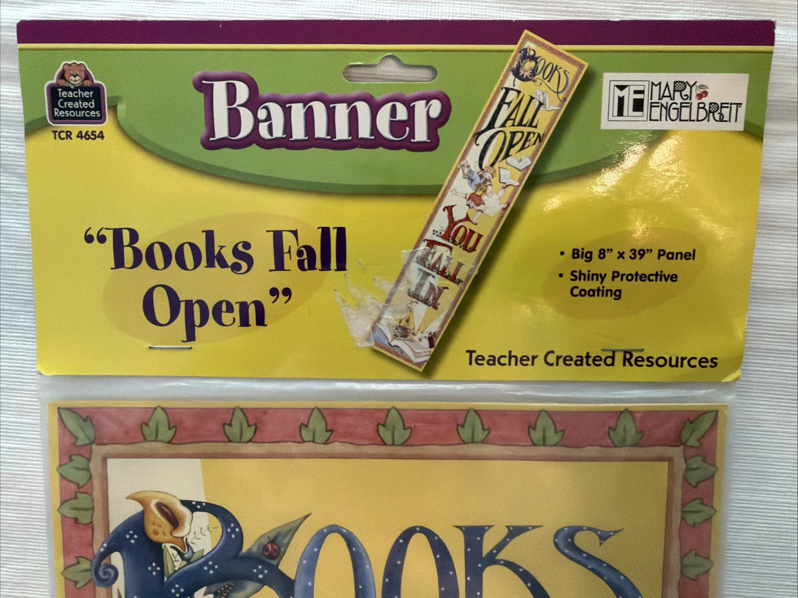 Lot of 2 Mary Engelbreit 39” Banners READ & BOOKS FALL OPEN Teacher School Decor