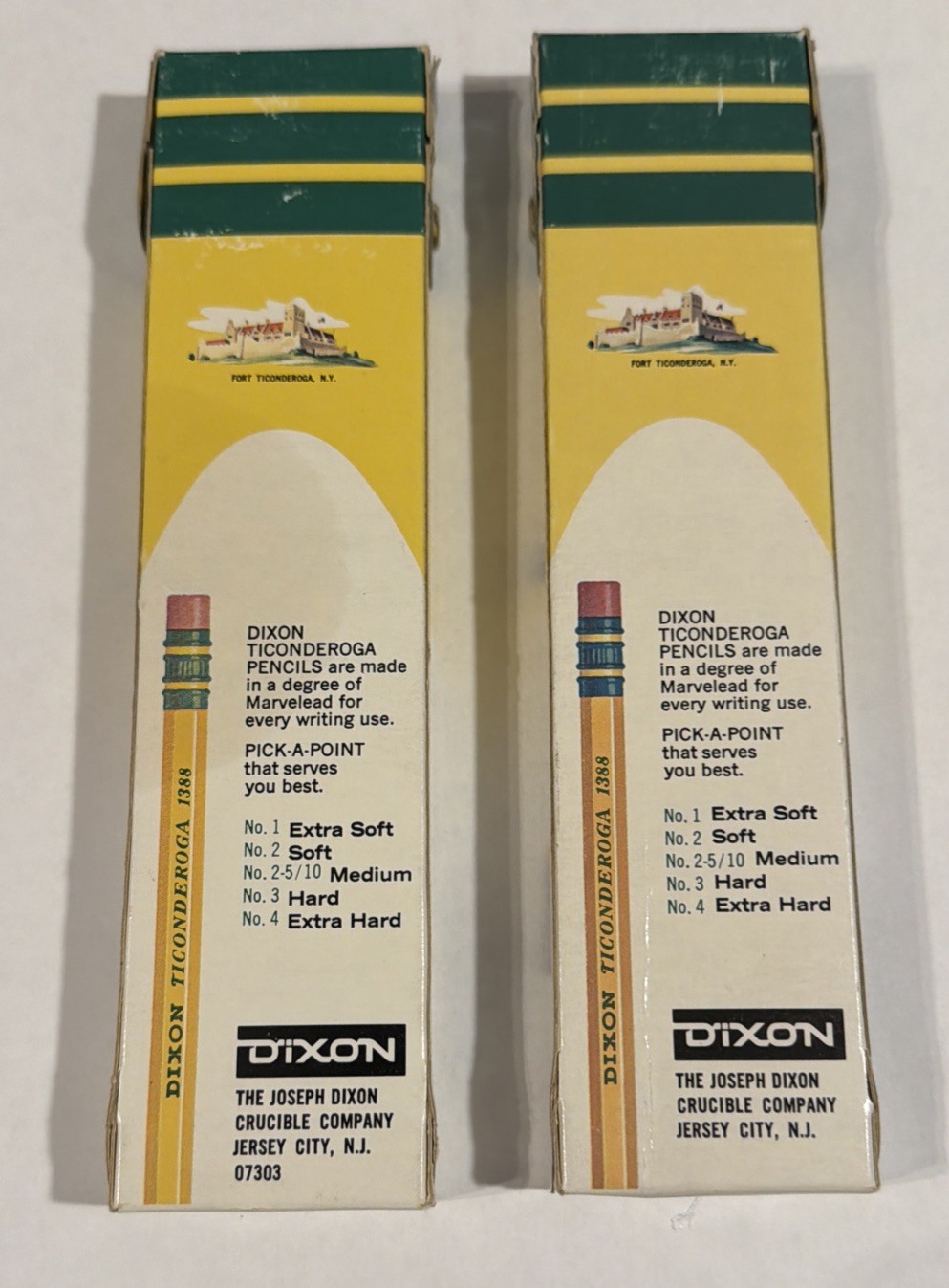 2 New Vintage Dixon Ticonderoga No. 2 Soft & No. 3 Hard #1388 Pencils 12 in Box