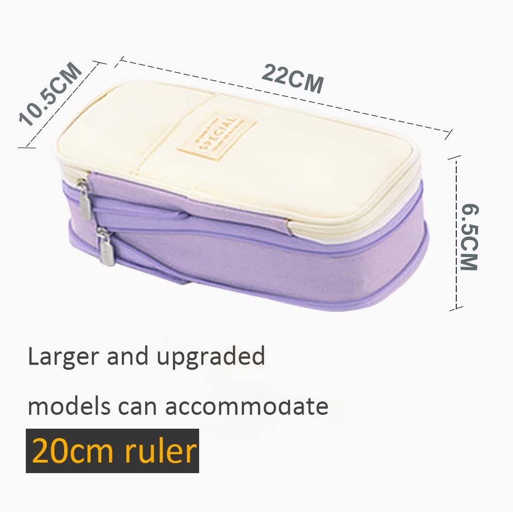 EHOPE Big Capacity Pencil Pen Case Office 8.66 x 4.13 x 2.56 inches, 2-Purple