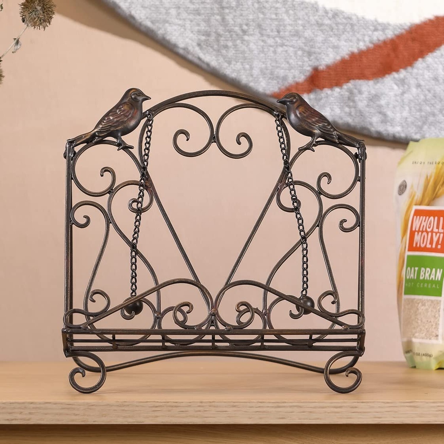 Metal Cookbook Stand Clearance Recipe Book Holder for Kitchen (Birds/Vintage …