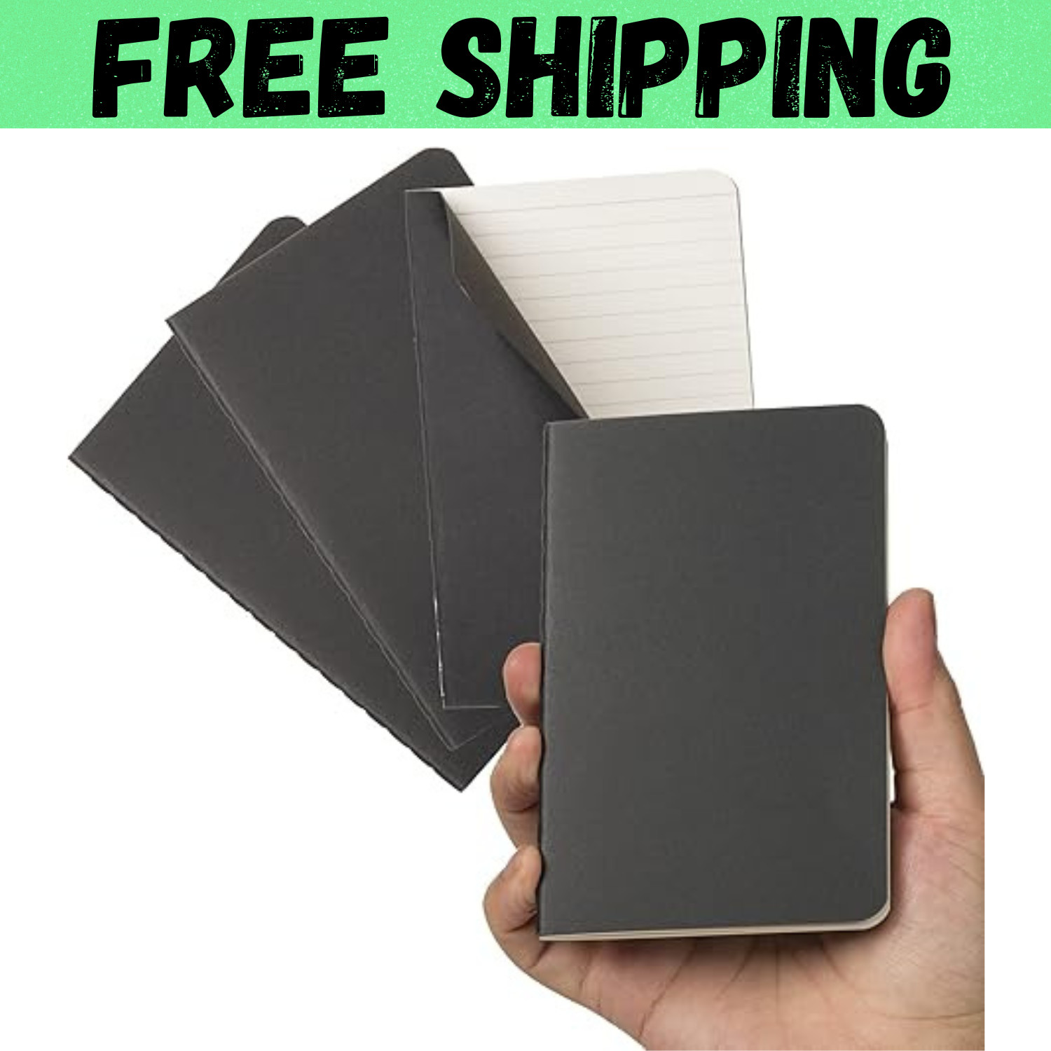 Pocket Notebook, 4 Pack Thin Cover Small Notebook for Black Cover Ruled Paper