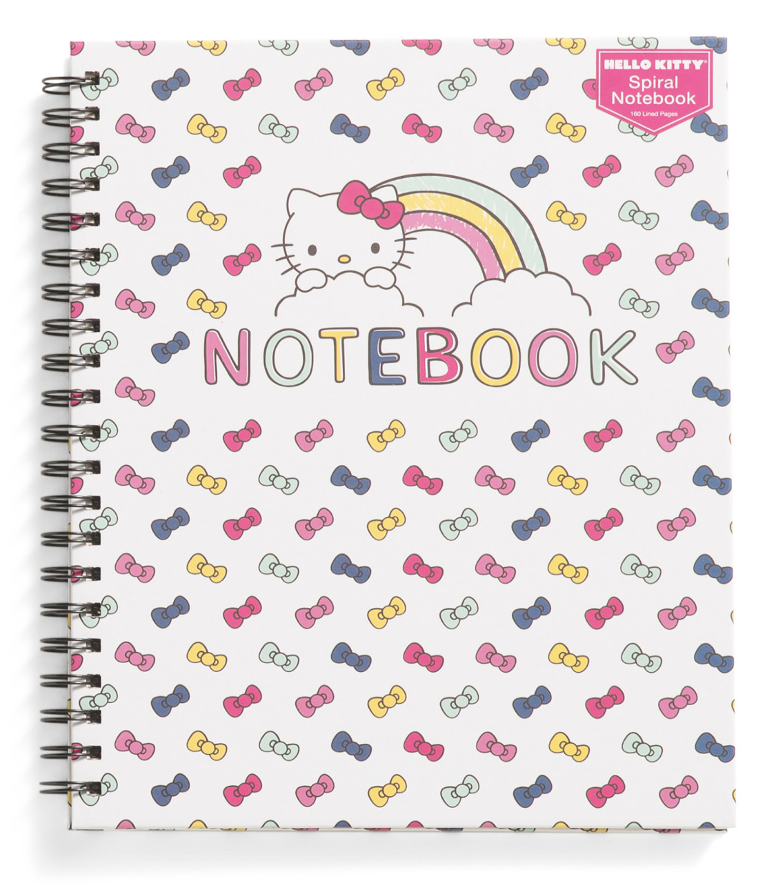 Hello Kitty Large Hardcover spiral bound lined ruled notebook bow colorful pink