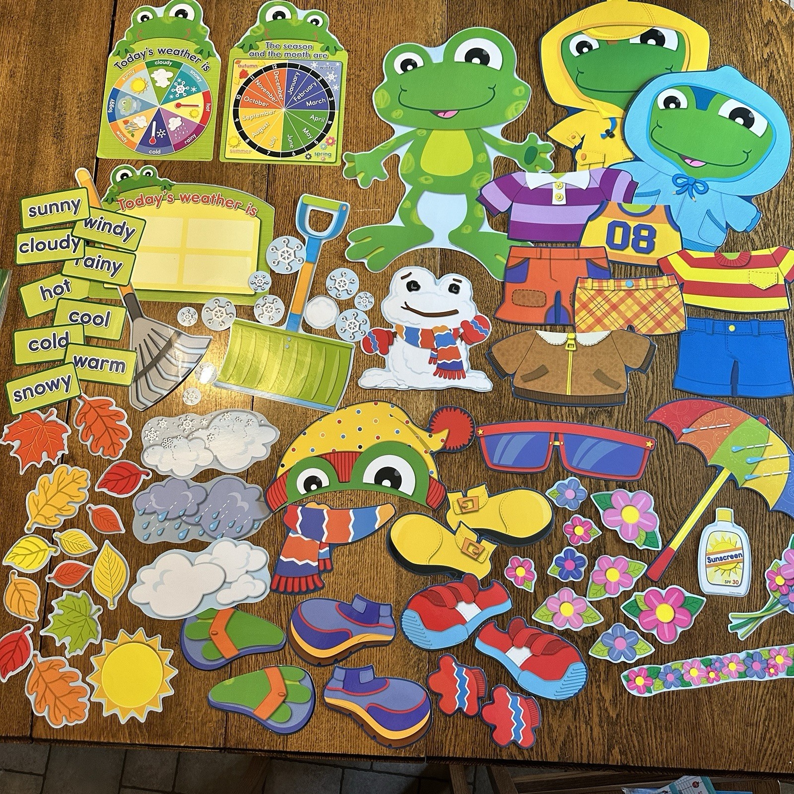 Carson Dellosa Funky Frog Weather Dress Up Bulletin Board Set Calendar Classroom