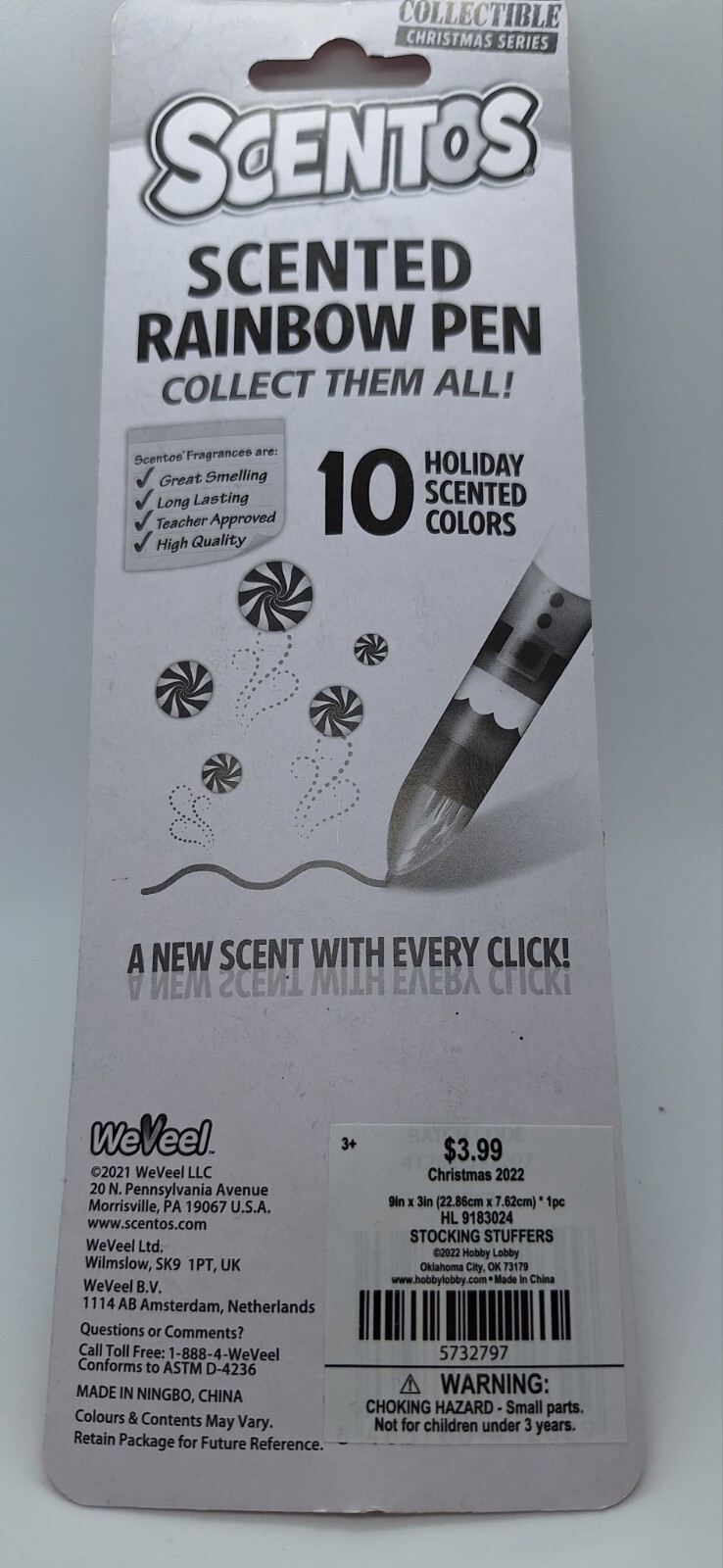 Scentos Collectible Christmas Series Santa Rainbow Scented Inks-1 Pen 10 Colors