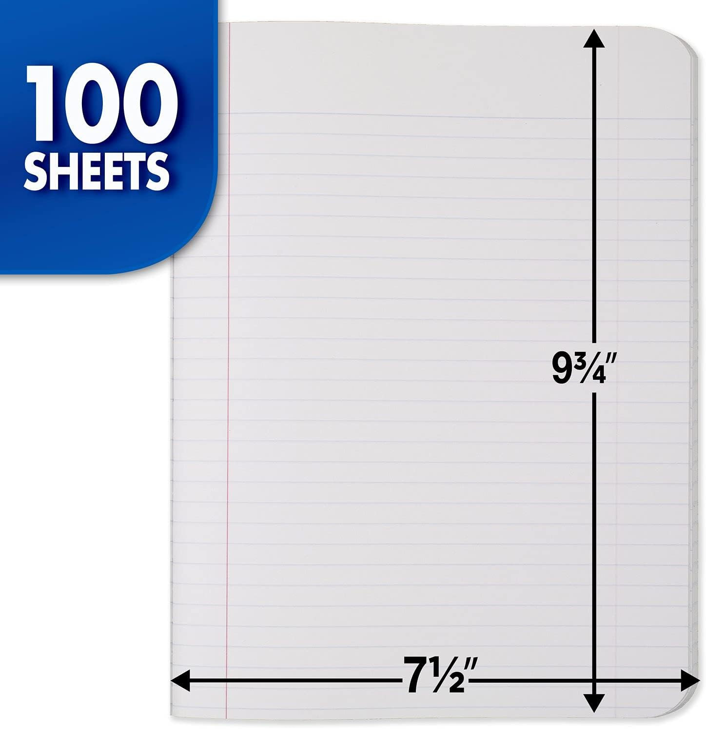 Composition Notebook, 3 Pack, College Ruled Paper, 7-1/2″ X 9-3/4″, 100 Sheets p