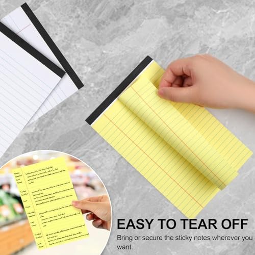 6 PCS Small Legal Pads 5×8 Yellow and White, Narrow Ruled Small Note Pads,