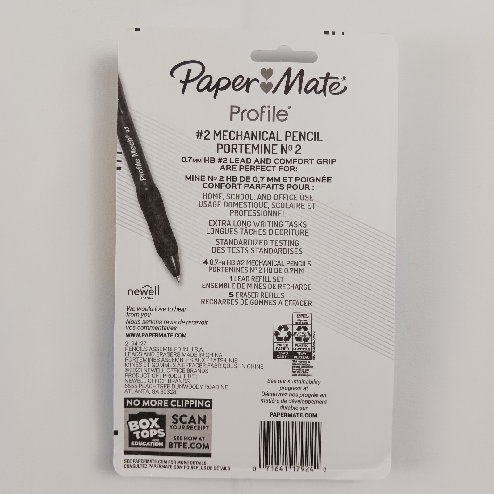 Paper Mate Profile #2 Mechanical Pencils Comfort Grip Refills 0.7mm Black 2 Sets