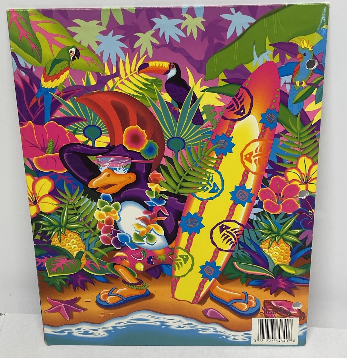 Vtg Lisa Frank Folder Aloha Penguin Radical Island Pocket Portfolio RARE Retro