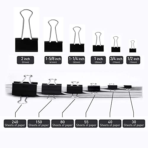 Medium Binder Clips, 48 Pack, 1-1/4 Inch, Black, Standard 1.25 Inch Black-48pcs