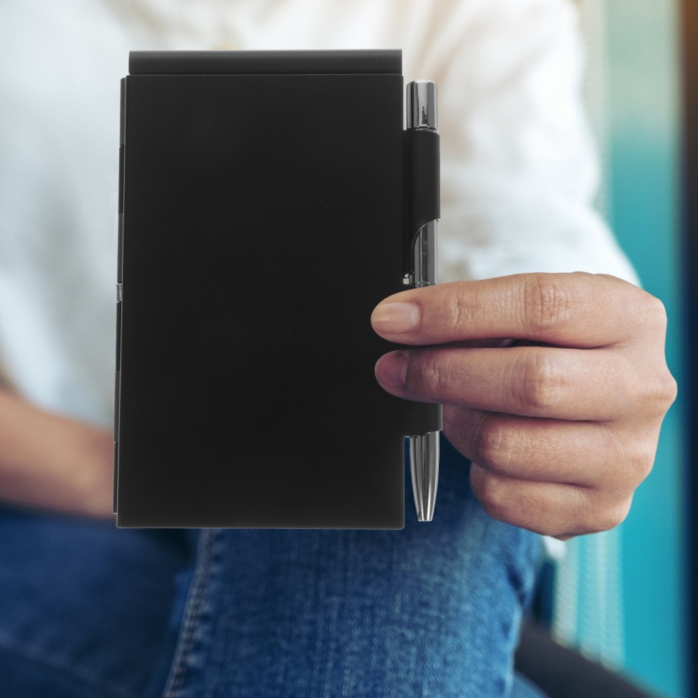 Metal Pocket Notebook Home Office Notizbuch Stift Mini Notepad with Pen