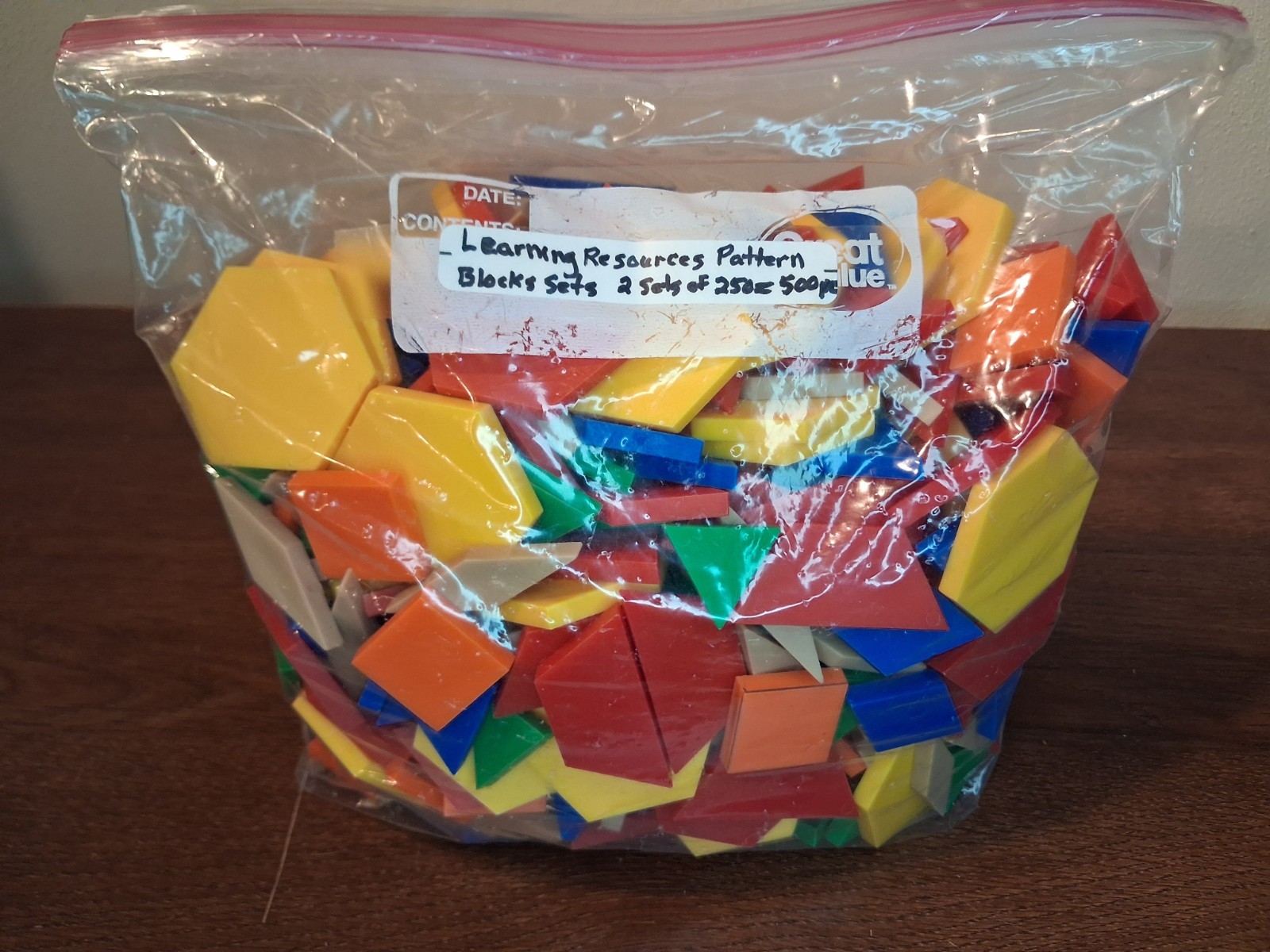 Learning Resources Plastic Pattern Blocks 500 Pcs. Multicolor Shapes