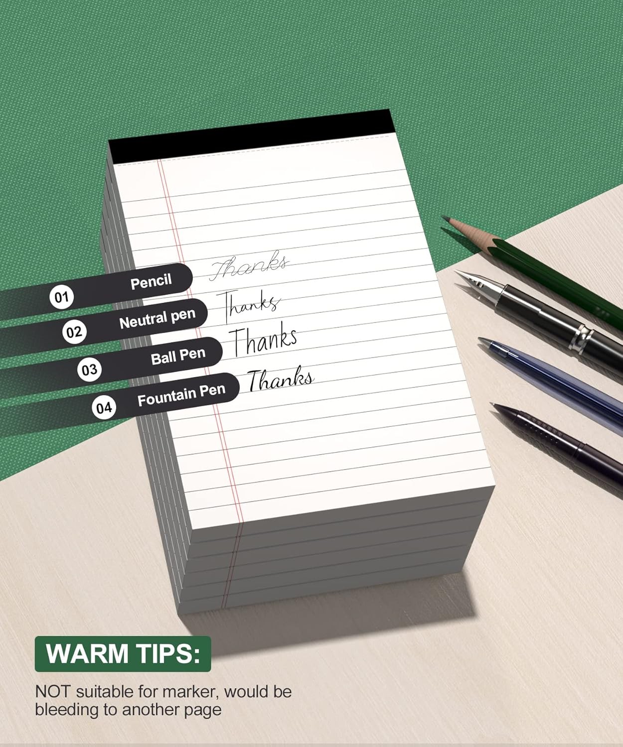 8 Pack Note Pads 4×6 Inch, White Mini Legal Pads, Small Writing Pads, Notepads