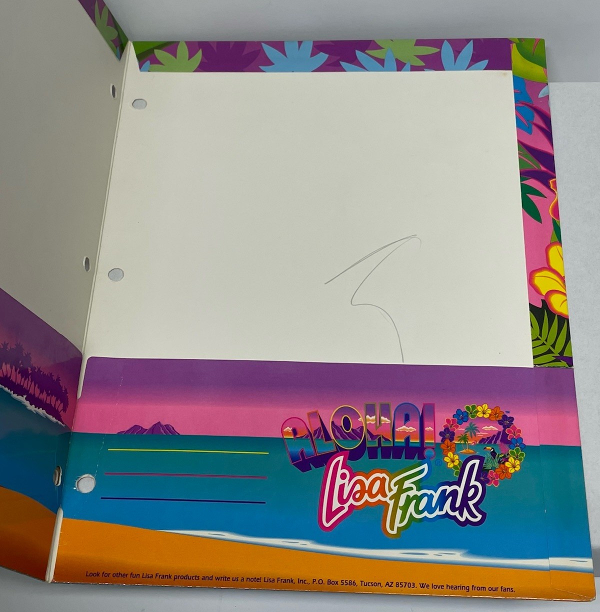 Vtg Lisa Frank Folder Aloha Penguin Radical Island Pocket Portfolio RARE Retro