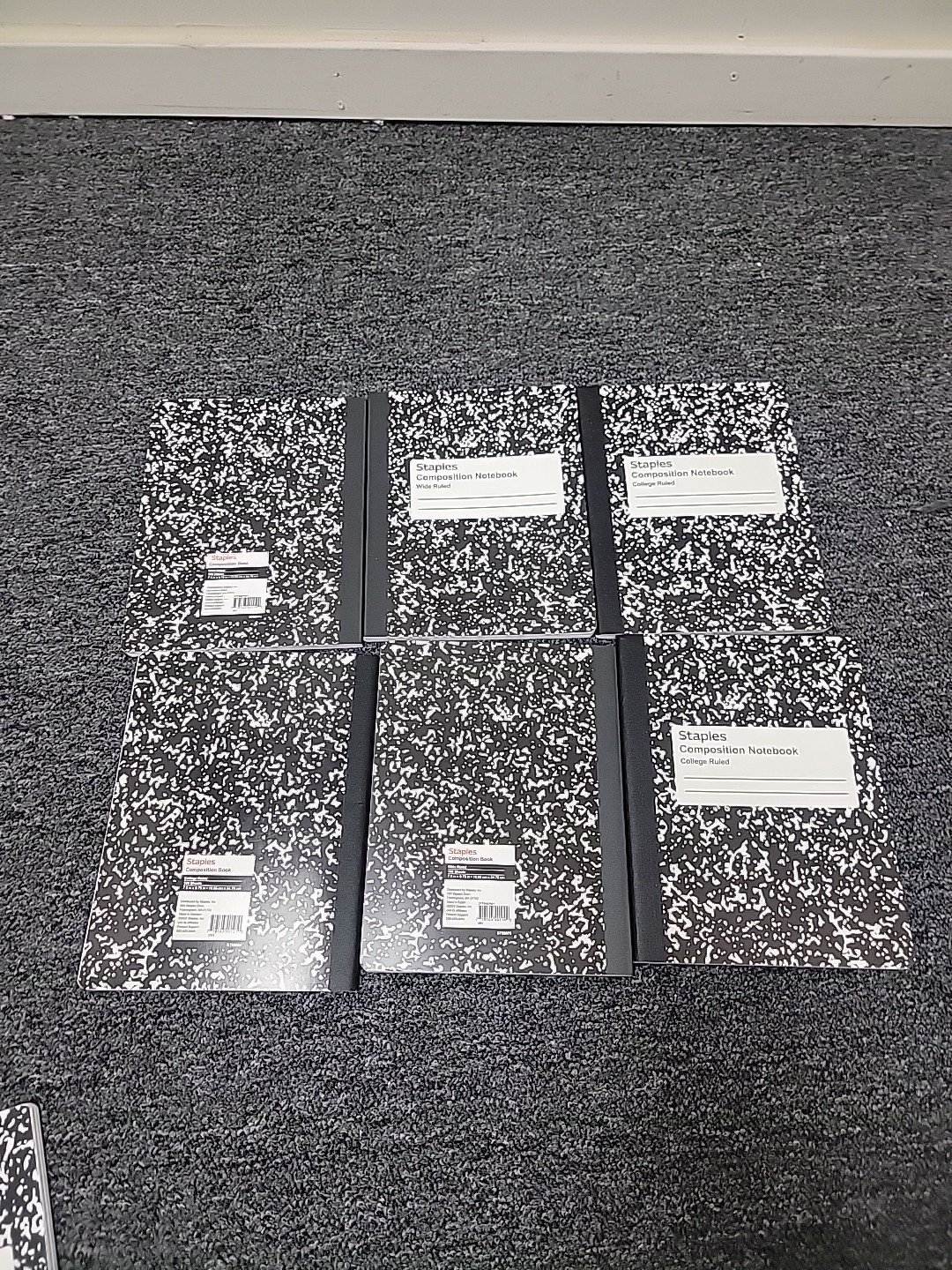 Black Composition Notebooks 6 Pack Wide Ruled Paper 7-1/2″ x 9-3/4″ 100 Sheets