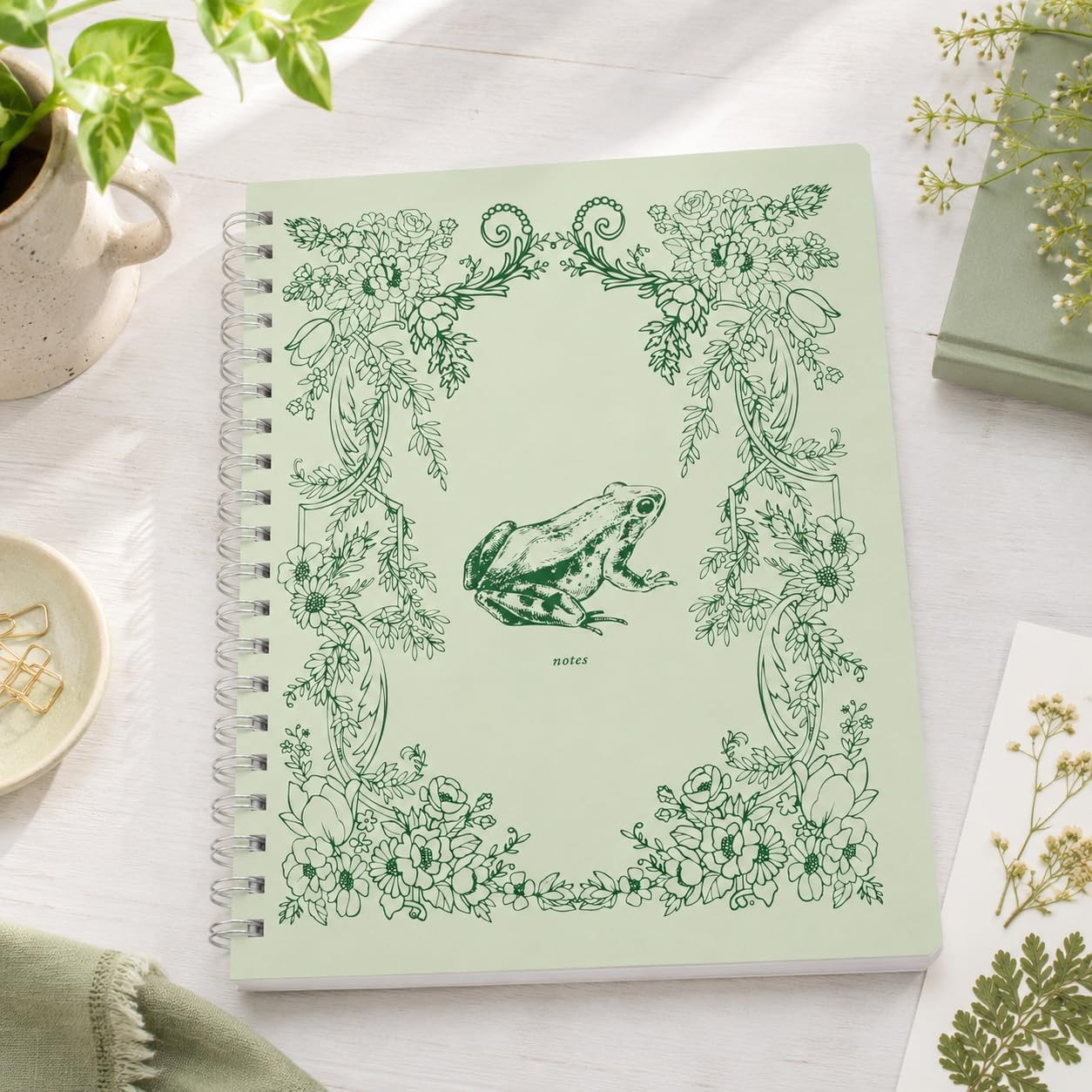 Spiral Hardcover Notebook 8X10.5 – Frog Toile College-Ruled Writing Journal with