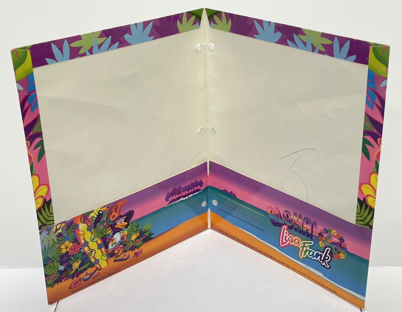 Vtg Lisa Frank Folder Aloha Penguin Radical Island Pocket Portfolio RARE Retro