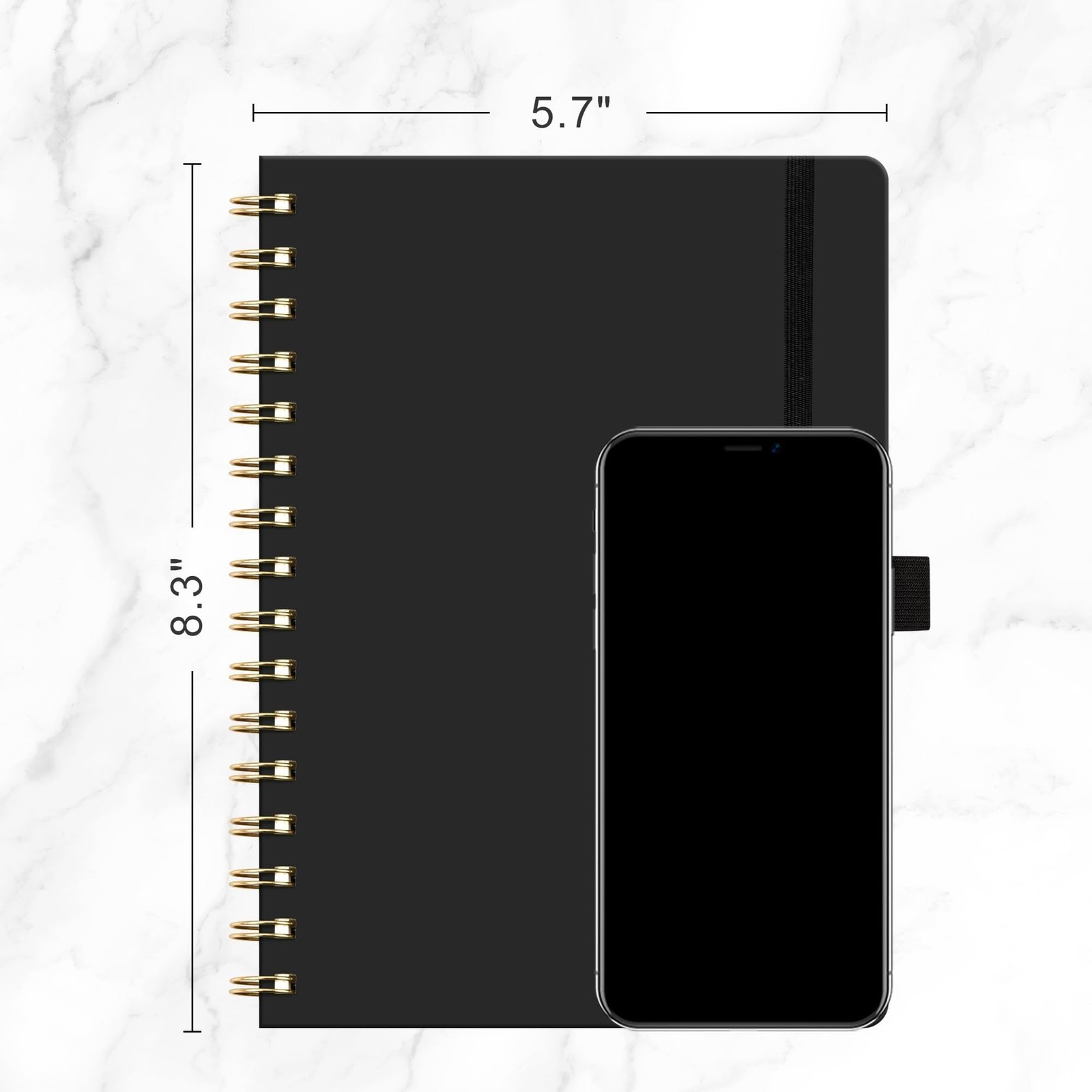RETTACY Dotted Journal Notebook, 140 Pages, A5 Medium Size (5.7” x Black