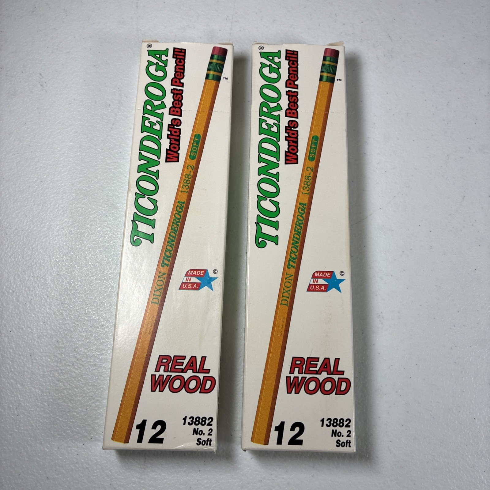 VTG Dixon Ticonderoga 13882 Pencils No 2/HB Soft 2 Boxes Of 12 Count USA