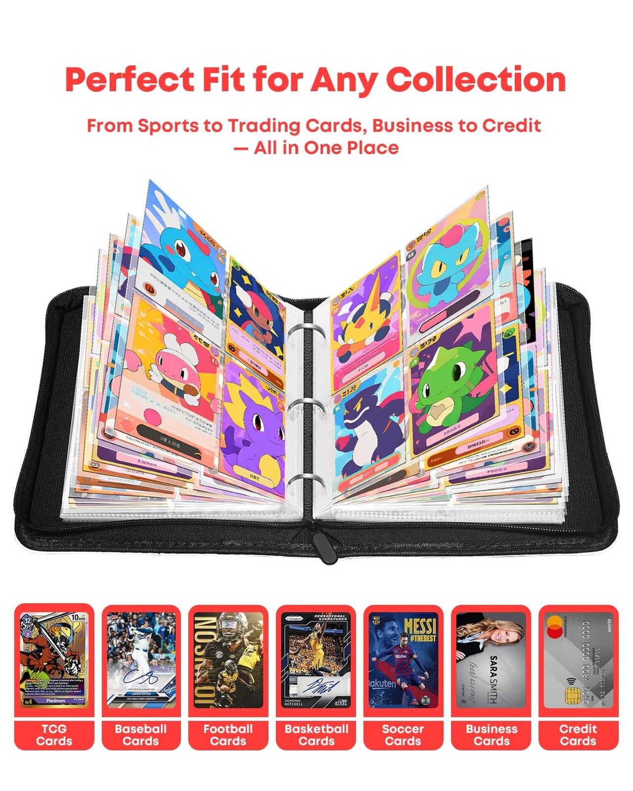 Trading Card Binder 4 Pocket, Card Binder 400 Pockets Holder Album with 50 Re…