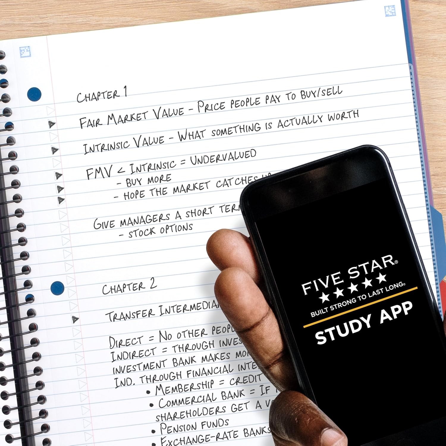 Five Star Advance Spiral Notebook+Study App 3 Subject College Ruled 3 PACK