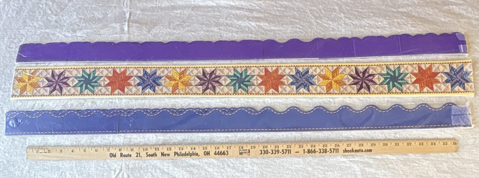 Trend Multicolor Star Quilt Like Trim Lot – Purple & Denim Decorative