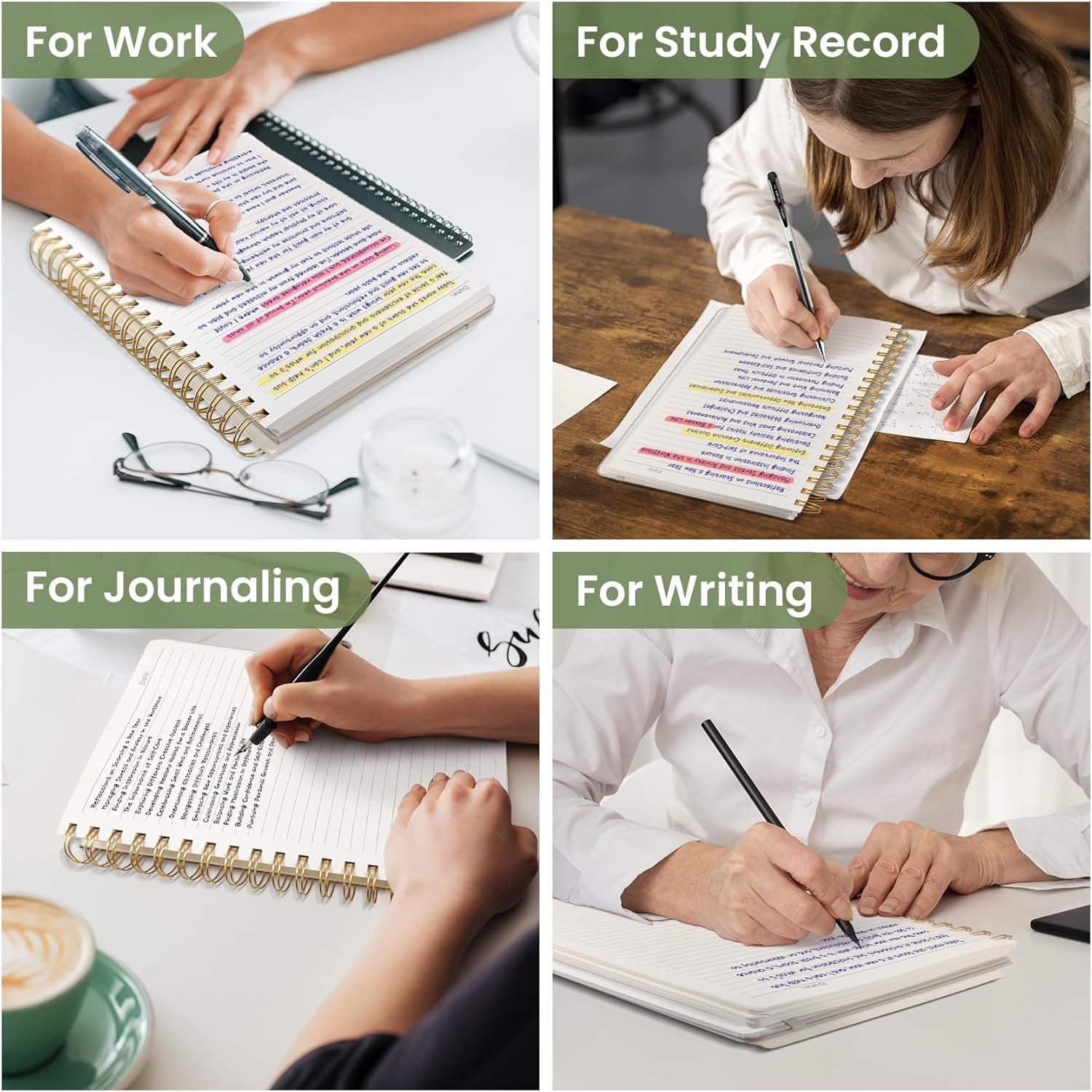 B5 Spiral Notebook Journal 300 Pages Hardcover College Ruled Green