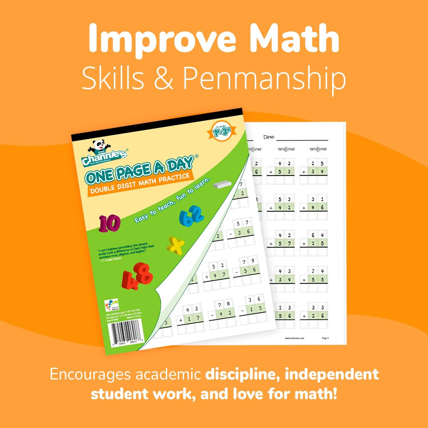 One Page A Day Double Digit Math Problem Workbook for 1st Graders, 2nd Grader…