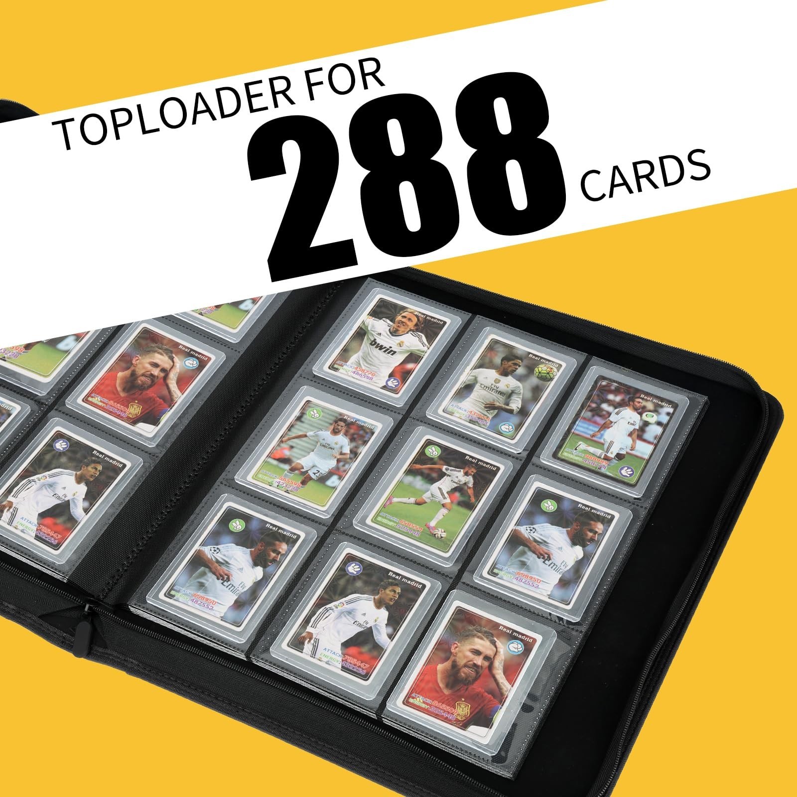Top loader Binder-9 Pockets Pages Sleeves | Toploader Binder | Holds 288 Card…