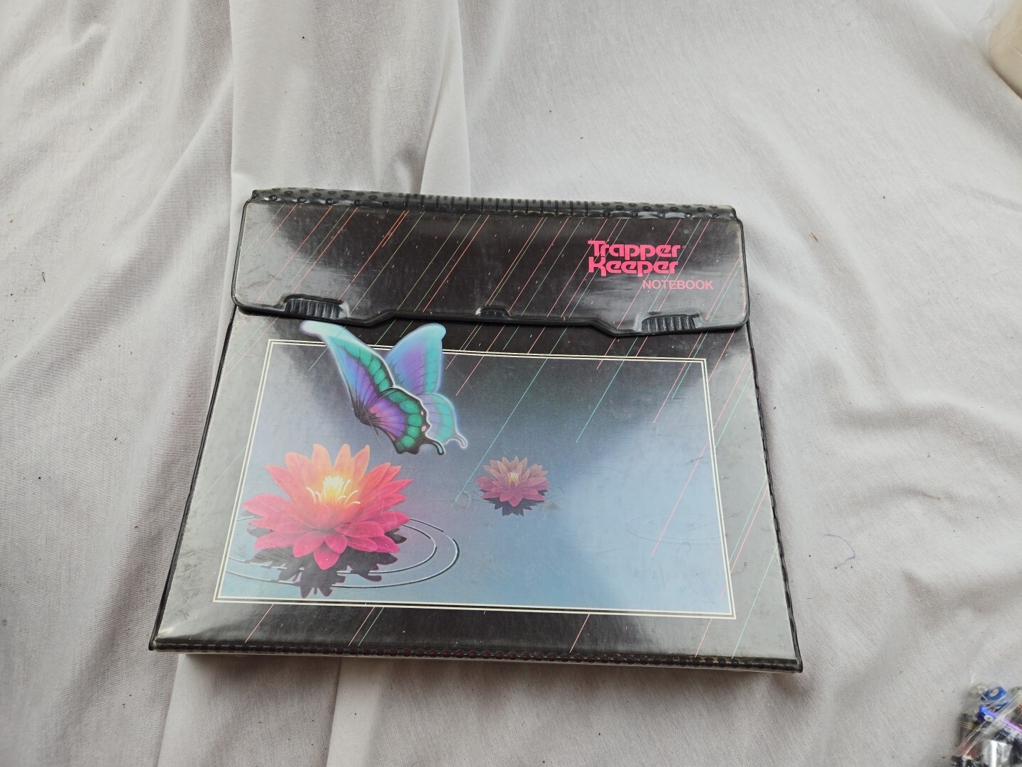 Vintage Mead Trapper Keeper Notebook Butterfly Water Lily 29096