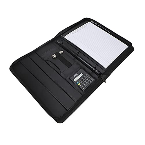 Business Portfolio with Zipper Zippered Portfolio With 3 Ring Binder+calculator