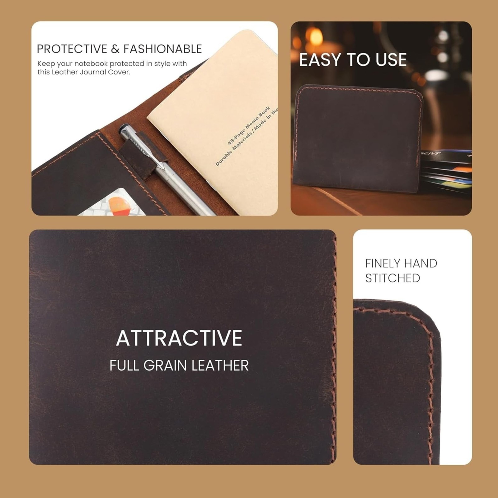 Leather Journal Cover for Field Notes, Notebook Cover for Cahier, Wallet Case…