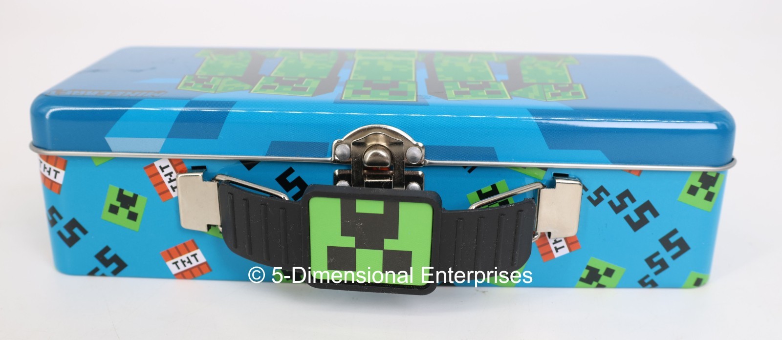 Minecraft Blue Tin 9″ Pencil Case Tote Box – 2021 The Tin Box Company