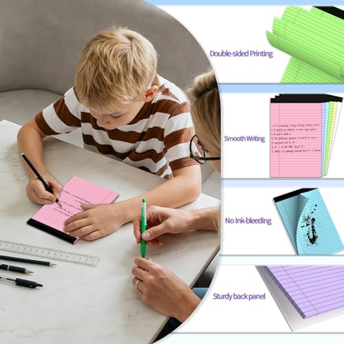 6 pcs Note Pads Legal Pads 5×8, Notebook College Ruled, 8.5×11.75 Inch Yellow-2
